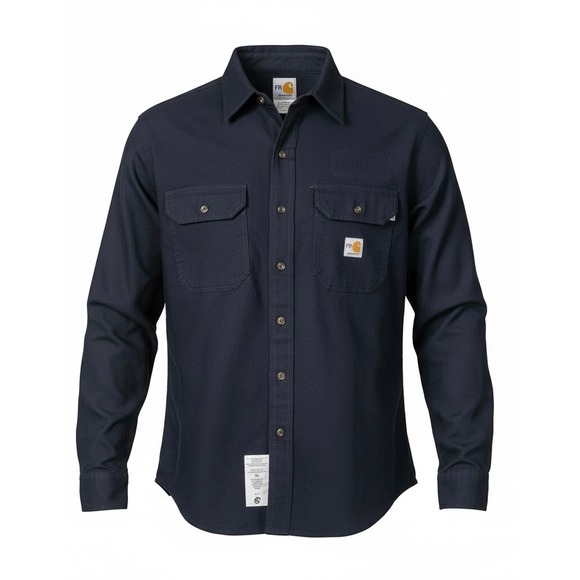 Carhartt FR Flame Resistant Work Shirt Navy Blue Size Large Style 294 20 Cat 2 - Picture 2 of 13
